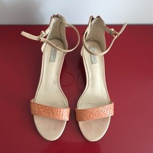 Cole Haan Peach Genevieve Weave Wedge Sandals